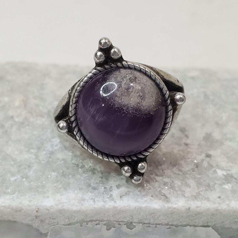 Amethyst Silver Tone Ring Size 7